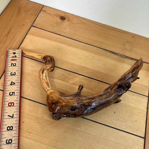 Burled Wood Sculptural Bird Folk Art Waterfowl Hand Carved Wooden Decoration - Picture 5 of 7